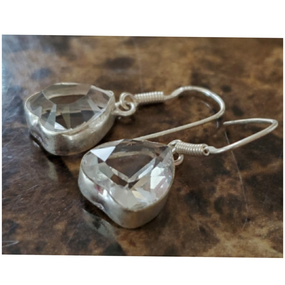 Genuine, 13cttw Faceted White Topaz Earrings 1"